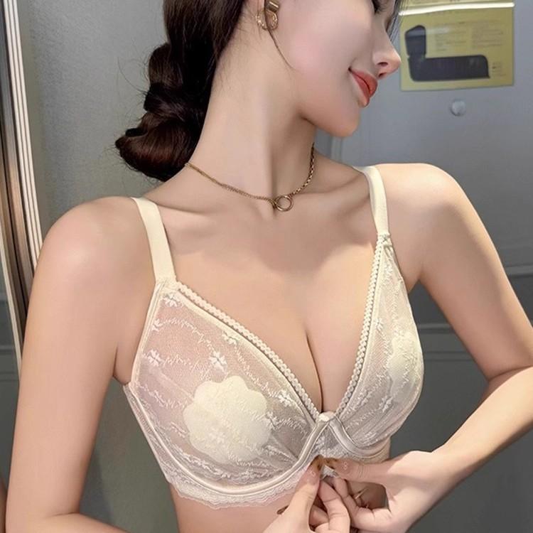 Sexy Lace Ultra-Thin Coquette Women Bra, Bust Minimizer Push Up Anti-Sag Breathable Shaping Bra