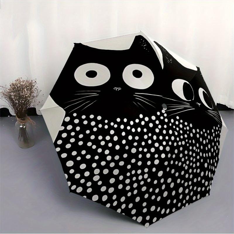 1pc Cat Pattern Automatic Open/Close, Foldable Compact Umbrella with 8-Rib Shaft, Perfect Gift For Men And Women, Casual Style, Vibrant Moti