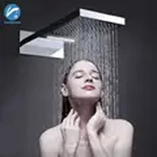 Matte Black Rain Shower Head LED Changing 16" Square Brass Shower Head Faucet Bathroom Accessory Top Over-head Shower Sprayer
