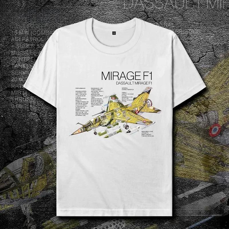 Francie F1 Mirage Fighter Tričko s potiskem nákresu 100% bavlna Kulatý výstřih Krátký rukáv Letní Ležérní Pánské Tričko Streetwear