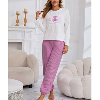 Spring Autumn Women Sleepwear Long Sleeve Cartoon Bear Tops and Long Pants Pyjamas 2 Piece Set Pajamas Set Casual Homewear Loungewear