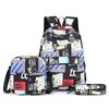 3-piece geometric graffiti Elementary school bags set New high-capacity outdoor travel backpacks student schoolbags kids bookbag