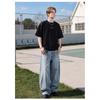 New casual short-sleeve men's summer T-shirt with detachable shoulder buttons, simple embroidery, and loose fit