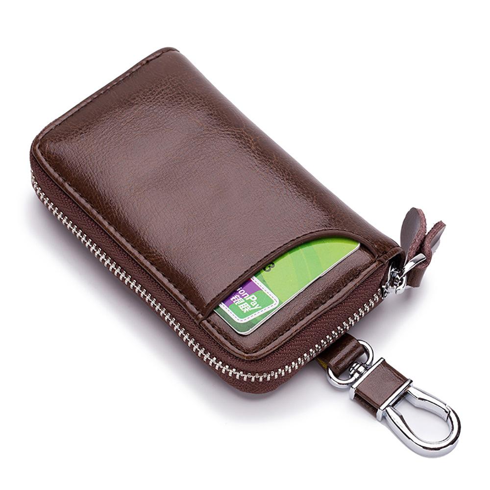 

Мужская сумка для ключей на молнии + сумка для ключей, модная многофункциональная сумка для ключей от машины, оптовая продажа сумок для ключей коричневый