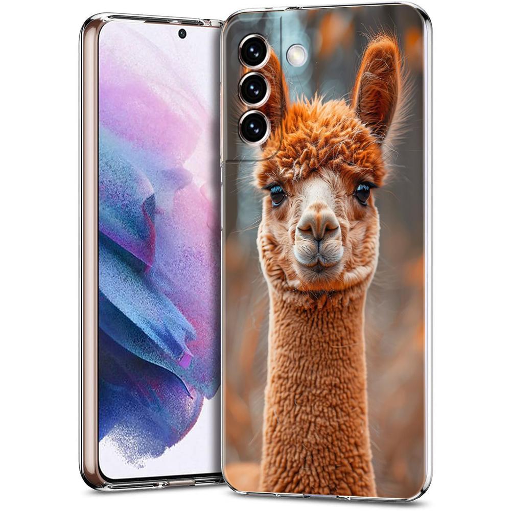 Phone Case For Samsung Galaxy S24 Ultra S23 FE S22 S20 S21 5G S10 S9 Plus S10E S8 Soft Silicone Clear Kawaii Alpaca lovely Cover