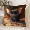 1pc Charming Young Bat Pillowcase, Soft Comfortable Smooth Texture Polyester Short Plush Fabric, Single-Sided Printed, 44.96 X 44.96 Cm, Machine Washa