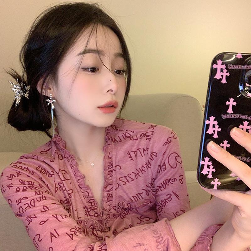 Schleife Quasten Ohrring Süße Zirkon Silber Ohrringe für Frauen Schmuck Zubehör