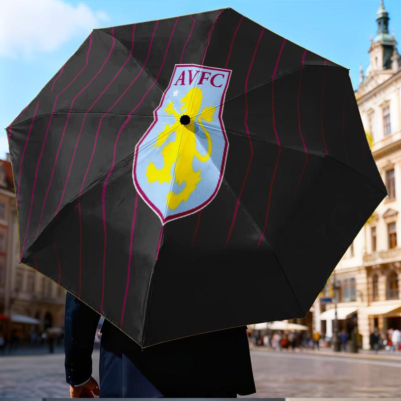 Aston Villa Football Club Mini Umbrella, 5-Fold, Lightweight, Retractable Umbrella Features 8 Ribs, Ideal for Outdoor Use Birthday Gifts