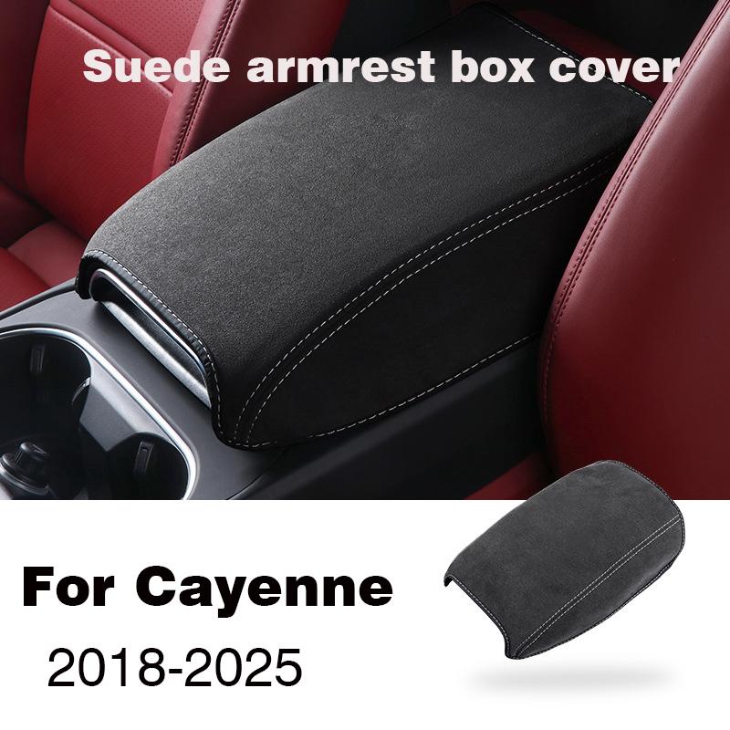 Per Porsche Cayenne 2018-2025 Coperchio Cuscino Scatola Bracciolo Auto in Camoscio Guscio Protettivo Bracciolo Console Centrale Interna