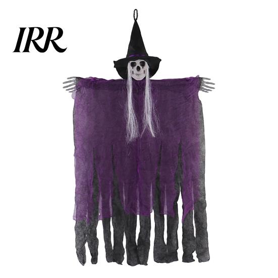 Halloween Courtyard Decorations 38" Hanging Witch Decoration, Spooky Scary Flying Skeleton Ghost Haunted House for Outdoor, Indoor Porch Yard
