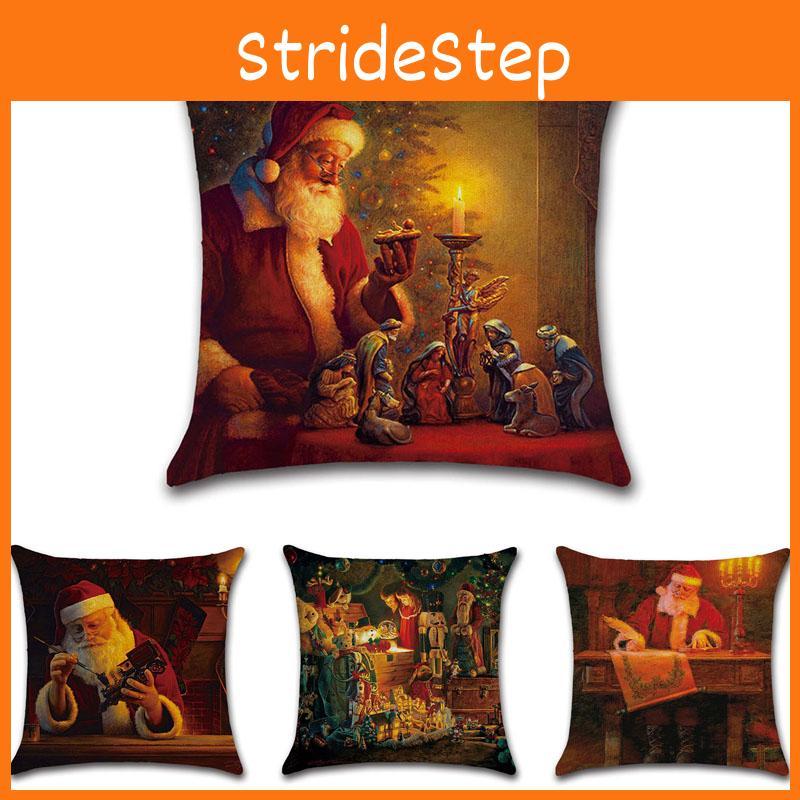 Festlicher Baumwollleinen Weihnachtsmann Kissenbezug für stilvolle Sofa-Akzente