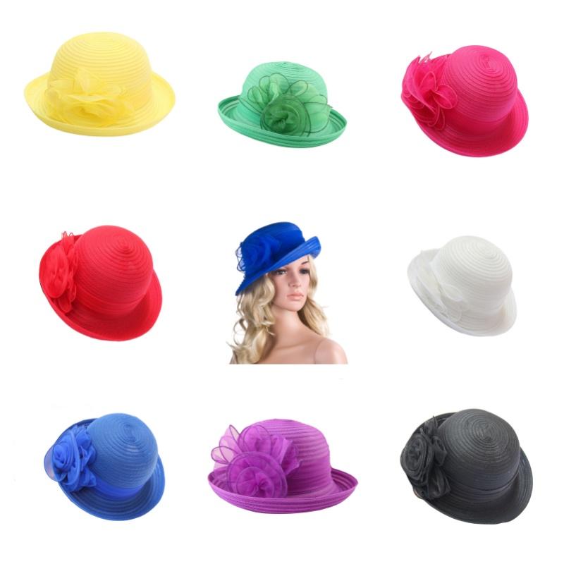 Classic Womens Derby Tea Party Organza Bowler Sun Hat With Vintage Flair