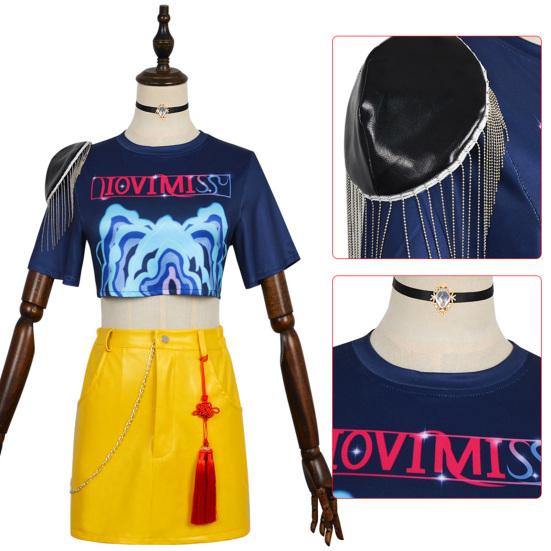 Anime Demon Hunters Costume Set Rumi Inspired Cosplay Outfit Korean Style Dress-up Uniform for Girls Halloween Comic Party