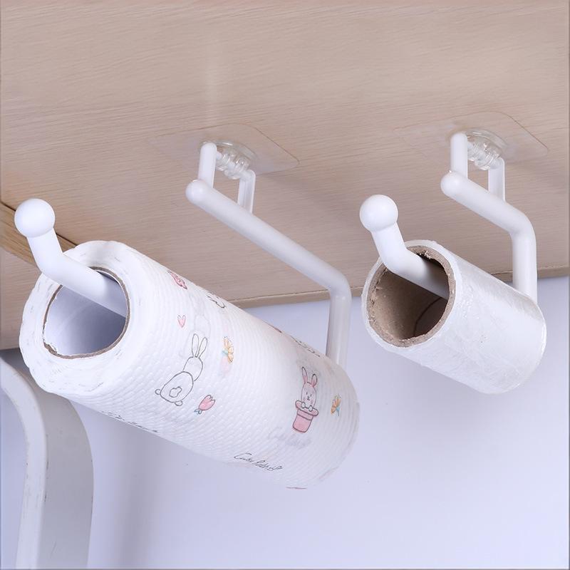No Drill Kitchen Paper Towel Roll Holder Counter Space Saving Adhesive Rack Dishcloth Hanger for Small Kitchens
