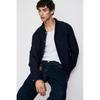 H M Textured sHirt Regular Fit Navy Blue