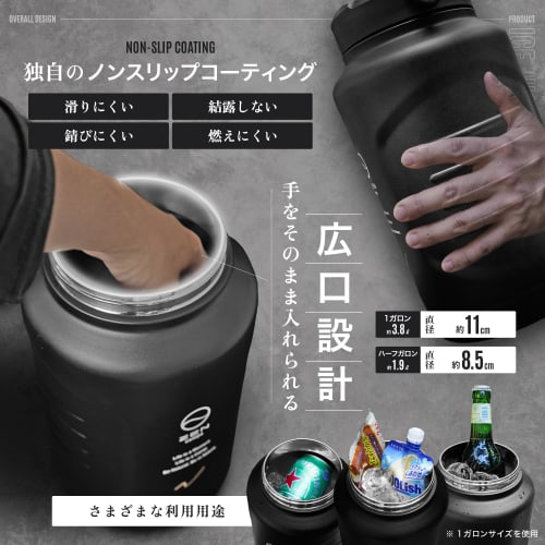 ZEN Camps Ice Jug, Ice Container, Keeps Ice Cold or Hot, Perfect for Camping and Outdoors, Vacuum Insulated, 1.9L/3.8L Capacity, Wide Mouth (Half Gall