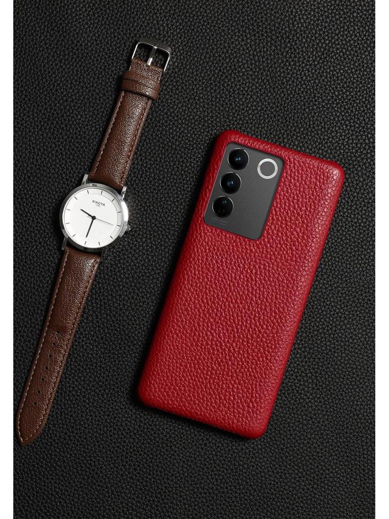 Vivo Nex3 Genuine Leather Half-Cover Protective Case with Litchi Pattern