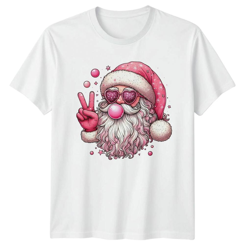 Pink Santa Claus Christmas Holiday Graphic Unisexs TShirt Unisexs Tee S