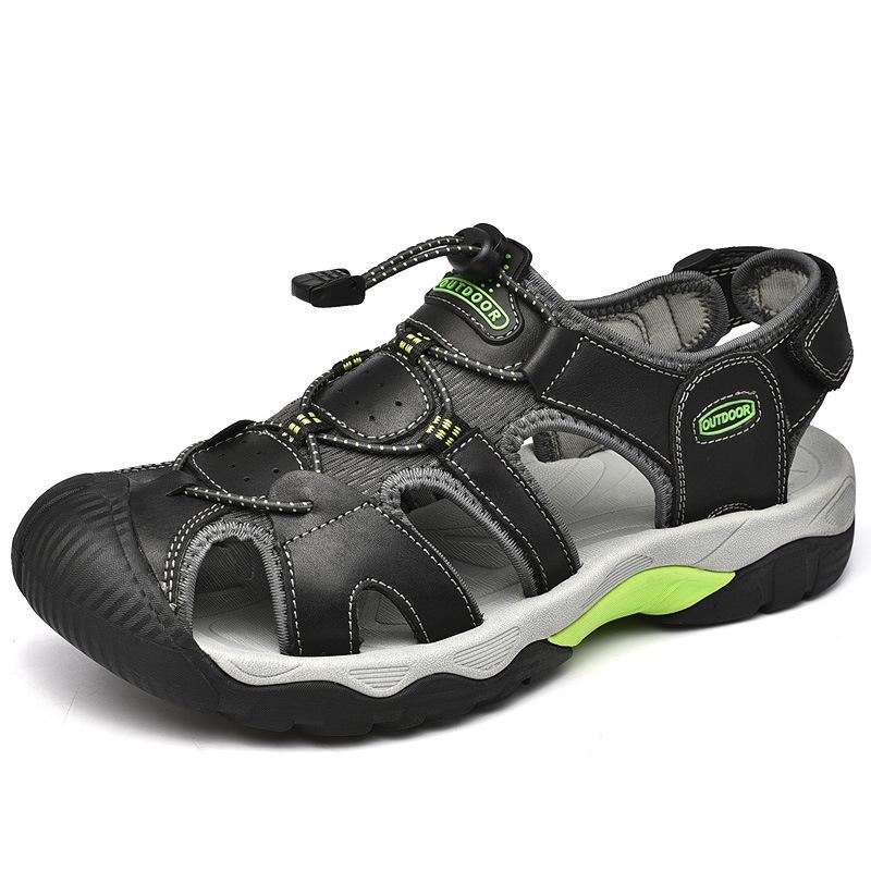 Large size Amazon summer leather sandals first layer cowhide outdoor creek shoes casual men's beach shoes