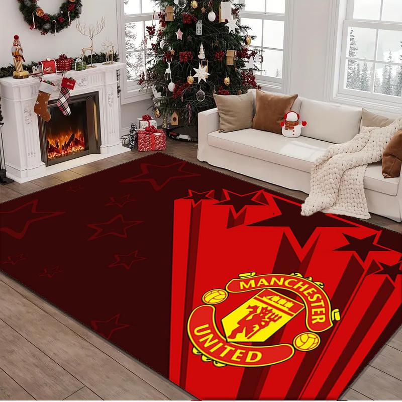 1PC rug Flaming Manchester Crest Carpet, Chair Rug,Area Rug for Office Bedroom living rooms bedroom, Doormat decor Christmas fan gifts