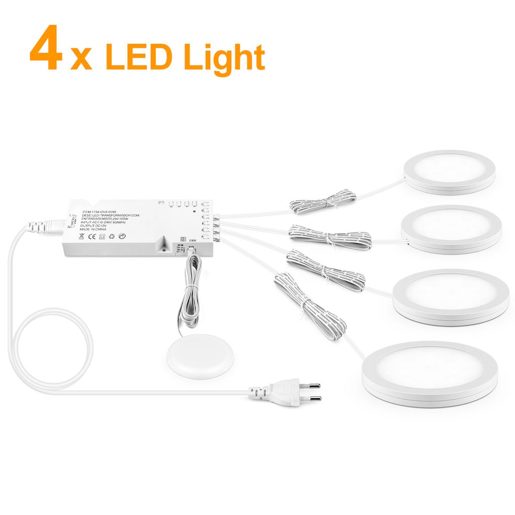 Luci Notturne LED Sottopensile da Cucina Ultrasottili Adesive Lampada da Soffitto Tattile Dimmerabile Per Armadio, Mensola Espositiva, Illuminazione Dispensa