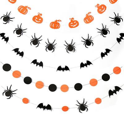 Papierowa girlanda na halloween z 4M sznurkiem pomarańczowy czarny nietoperz pająk dynia na impreza z okazji halloween strona główna DIY wisząca ozdoba materiały dekoracyjne