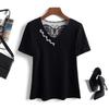 T-shirt Women Versatile Summer Casual Large Size Loose V Neck Pullover Short-sleeved Tops