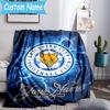 Custom Name Leicester Football Club Flannel Blanket, Use for Birthday/Holiday Gift, Soft Blanket for Sofa/Bed/Camping/Office, Home Decor