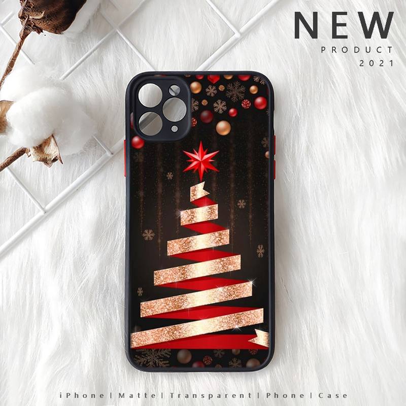 Merry Christmas New Year Tree Phone Case Matte Transparent  For Iphone 7 8 11 12 Plus Mini X Xs Xr Pro Max Cover