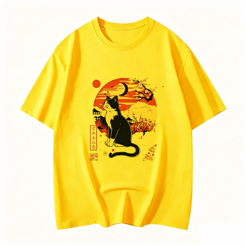 Cute Anime Cat Japanese Retro Fun Cat Pattern Tshirt Y2k Tshirt Unisexs Tshirt Summer Streetwear Graphic T Shirts Personality
