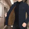 Men's Mid-aged Stand Collar Plush Woolen Jacket - Thickened, Casual, Versatile Coat