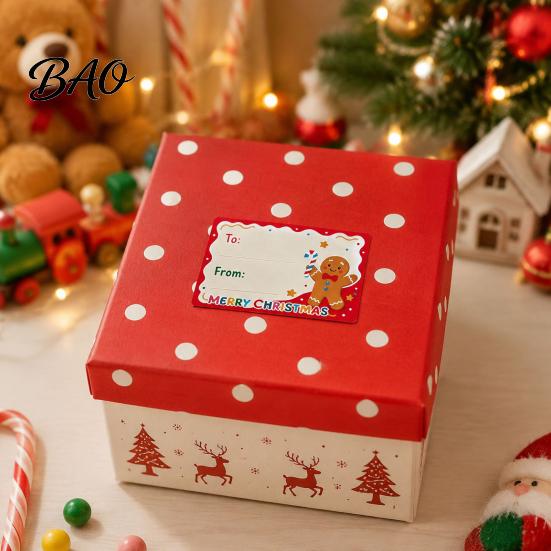 Seasonal Gift Label Rolls 180PCS/Roll Christmas Writable Stickers, Self-Adhesive Decorative Labels, Featuring Snowman And Tree Party Favor Tags