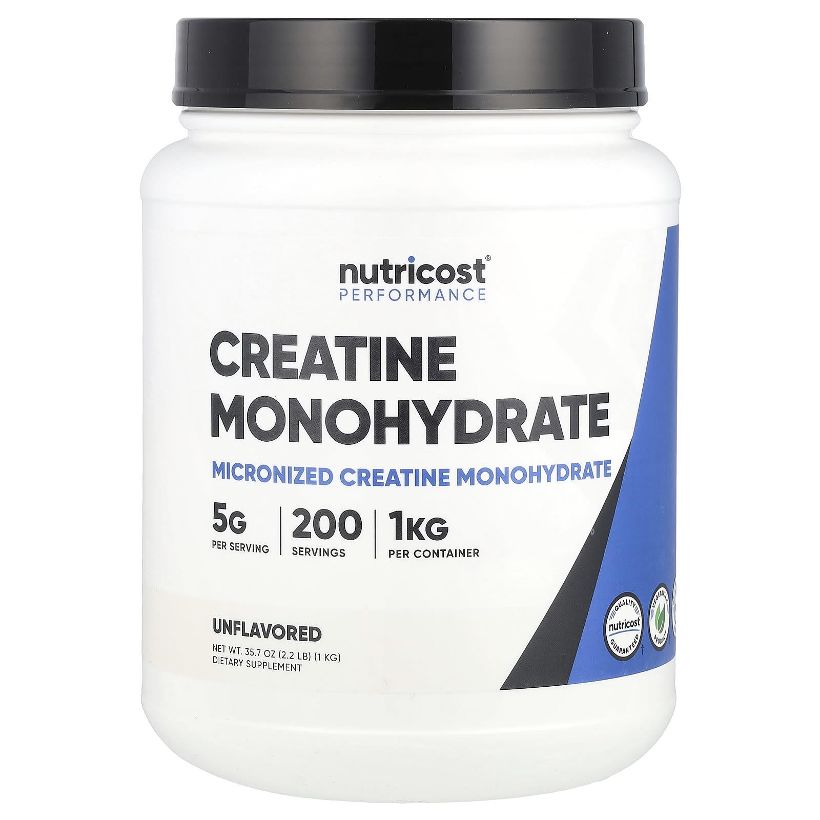 

Nutricost, Спортивні результати, Креатин моногідрат, Без смаку, 2.2 фунти (1 кг)