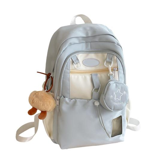 Jenter Ryggsekk Skoleryggsekk med Campus ID-vindu Snøring Frontlomme Skolesekk med Avtakbar Mini-pung for Reise Gate Høyskole