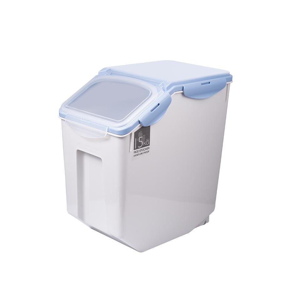 10/15kg Kuchyňský Velký Nádoba na Rýži Zásobník na Obilí Uzavřený Vlhkostěsný Plastový Nádoba na Skladování Krmiva pro Domácí Zvířata Plísně Obilní Kbelík