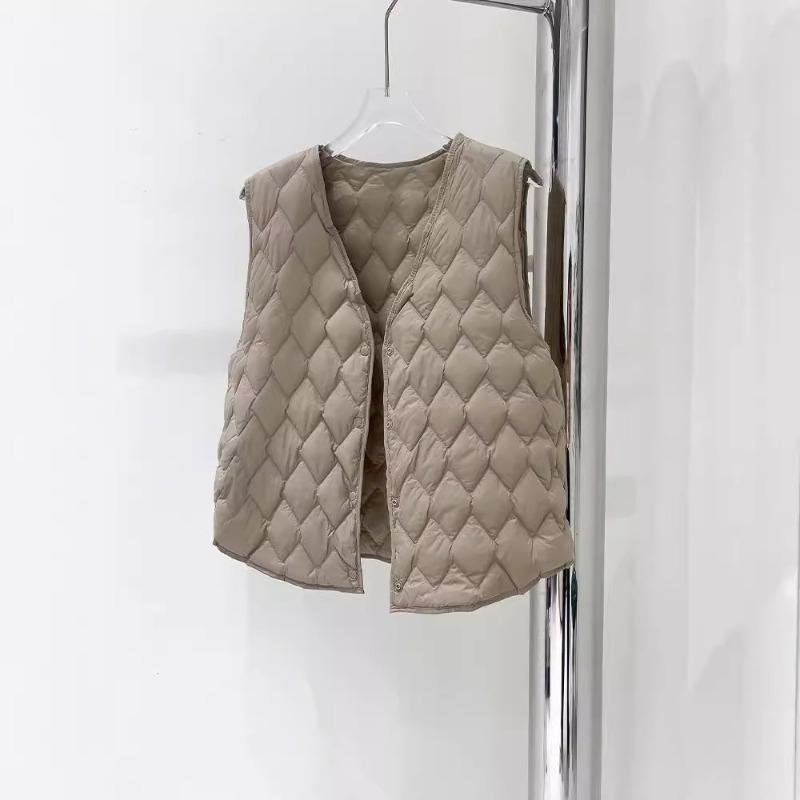 Rhombus Down Vest Women Wear Warm Inner Light Liner Autumn New Inner Thin Collar Short Vest