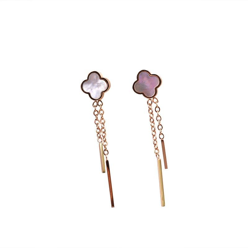 Fraudi Four -Leaf Earlobe Female 18k Gold Titanium Steel Jewelry