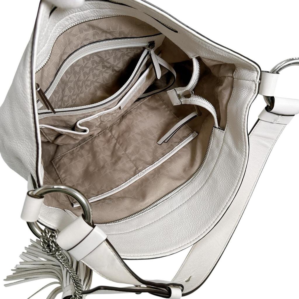 Michael Kors A4 Compatible With Tassel Charm Tote Bag Leather White Women Used