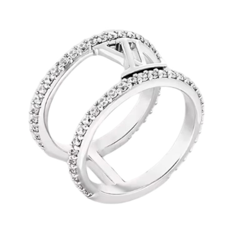 Louis Vuitton Iconic Inlay Design Metal Ring Women Jewelry Silver M1187M