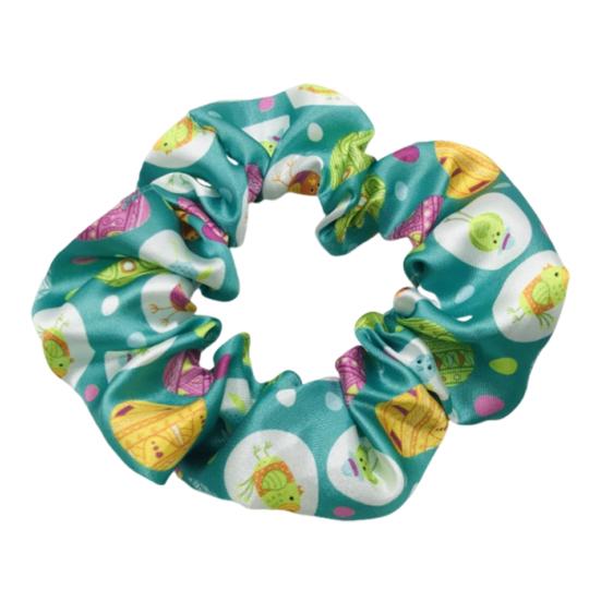 Women Hair Tie High Elasticity Colorful Easter Egg Print Hair Scrunchy Smooth Satin Texture Ponytail Holder Versatile Hair Accessory