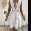 Women's Lace Lace Patchwork Pleated V-neck Sexy Backless Dress