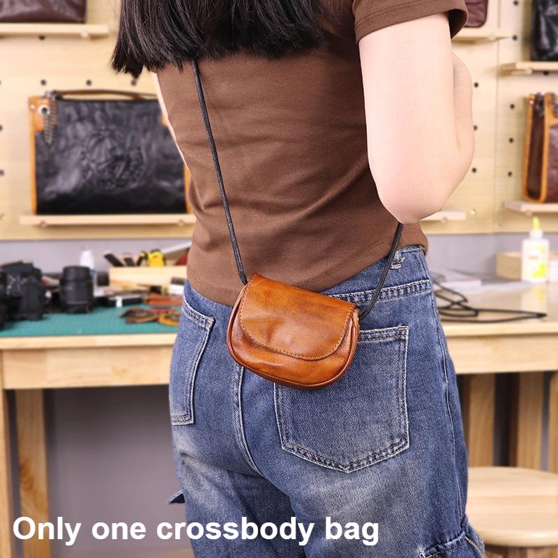 

1 шт. Винтажная Сумка Через Плечо из Натуральной Кожи Мини-Кошелек Милый Держатель для Карт и Монет для Повседневного Использования 11x9x3cm кофейный