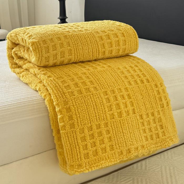 Taffeta Solid Color Fleece Waffle Jacquard Blanket - Multifunctional Cover & Nap Blanket.