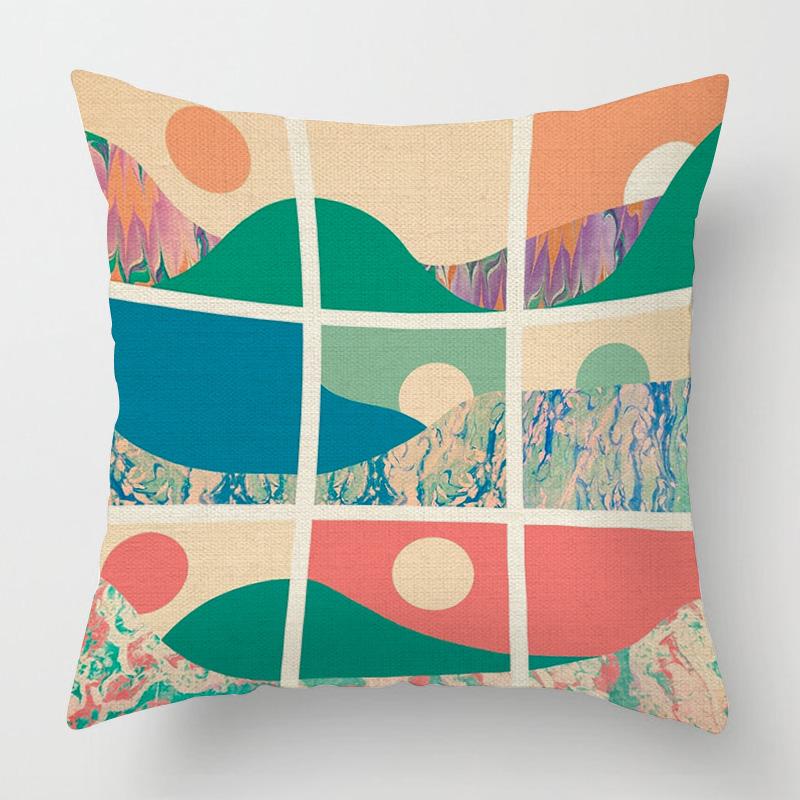 Home Decor Colorful Abstract Pattern Digital Print Pillow Pattern Cushion Cover Suitable For Sofa Bedroom Car Pillow Cover