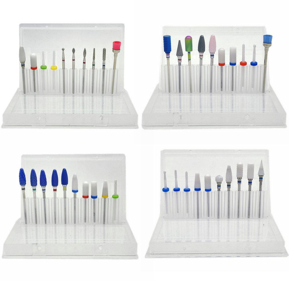 10pcs Manicure Ceramic Nail Drill Bits Set Removing Gel Varnish Drill Manicure Machine Pedicure Nail Bits for Electric Drill