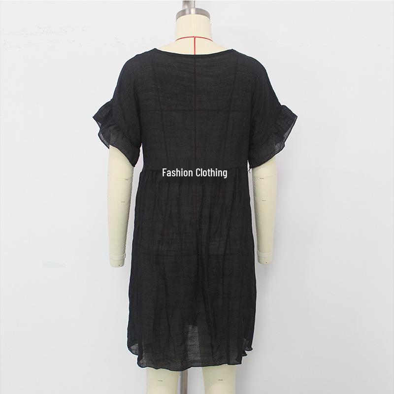 Cross-border Sun Protection Ruffle Cuff See-through Bikini Cover-up Dress