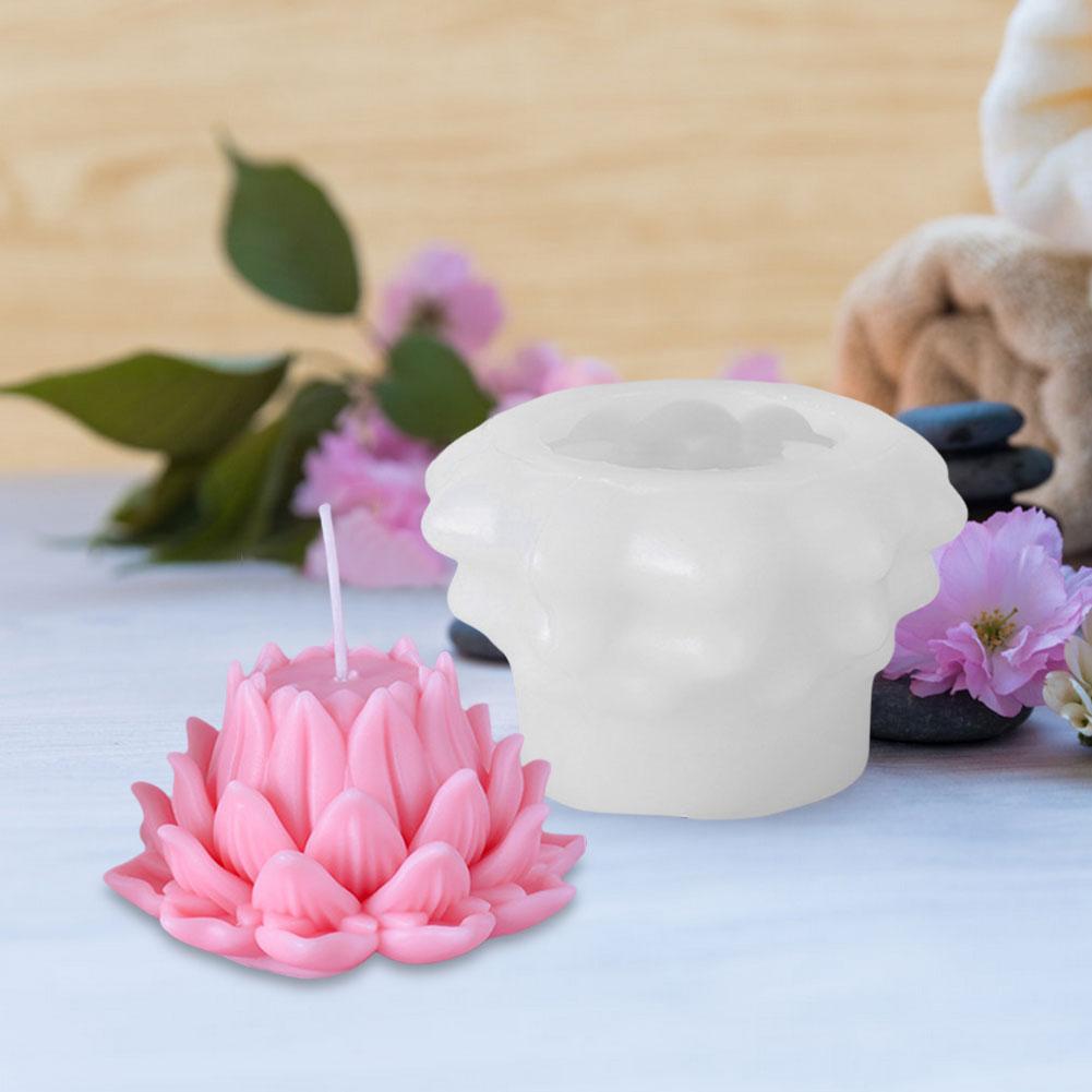 3D Lotus Shaped Candle Silicone Mold Lotus Cake Chocolate Silicone Mold 3D Flower Bud Shape Lotus Drops Candle Cup Storage Box