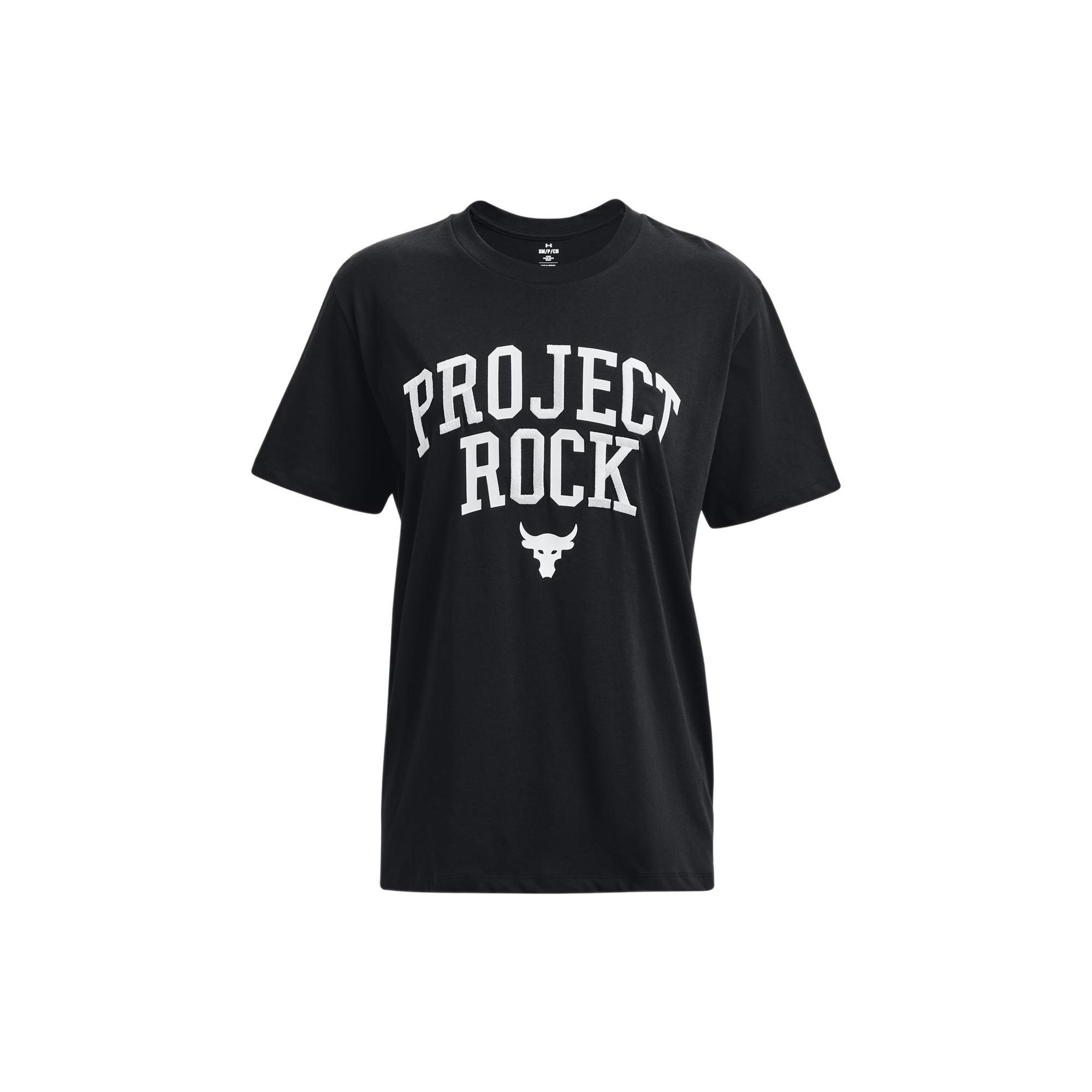 (WMNS) Under Armour Project Rock Heavyweight Campus T-Shirt Black Women s 1377449-001 S
