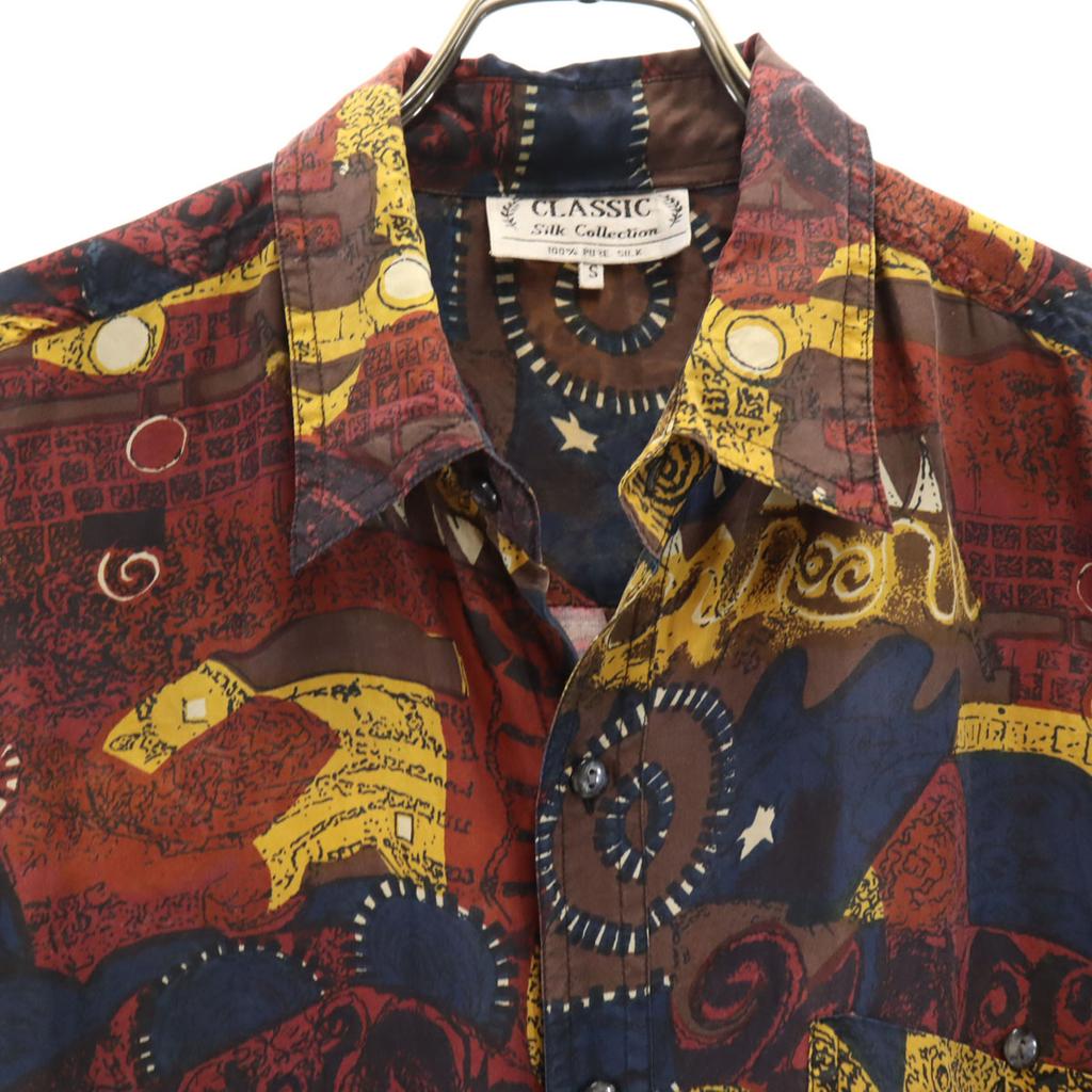 CLASSIC 90s Silk Old Overall Handle Short Sleeve Shirt S Brown Men's Used