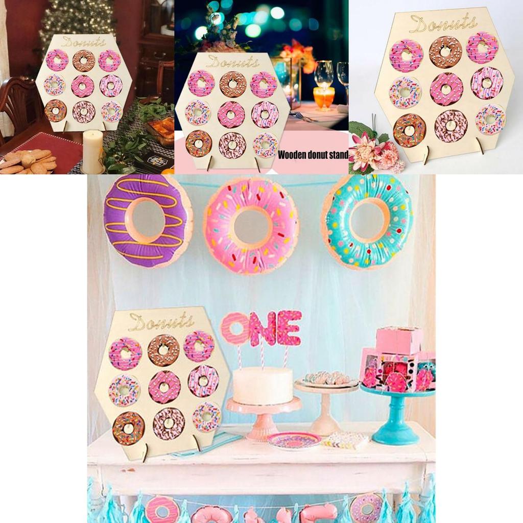 Elegant Wooden Donut Wall Display Stand For Wedding And Birthday Parties